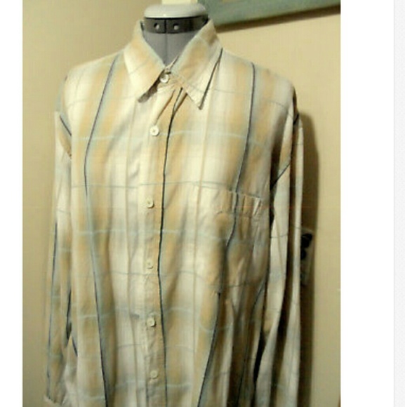 INDUSTRIAL EXCHANGE Dress Shirt XL Peach Blue LS - Picture 2 of 5